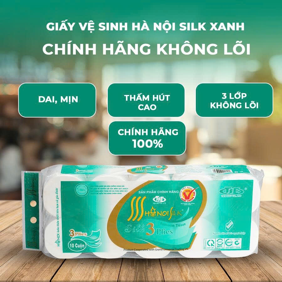 Giấy vệ sinh Hà Nội xanh không lõi 3 lớp CHÍNH HÃNG ĐỦ CÂN KÈM KHUYẾN MÃI - GVS