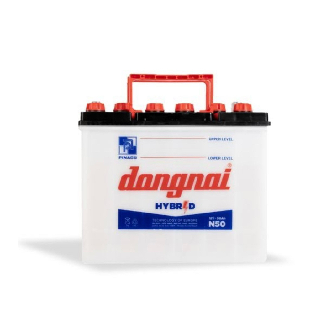 Bình ắc quy nước 12v hybrid đồng nai N50| 12V - 50ah ( tặng acid châm bình )