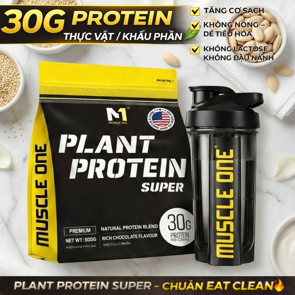Protein Thực Vật PLANT PROTEIN SUPER 500g – 30g Vegan Protein Tăng Cơ Giảm Mỡ Sạch