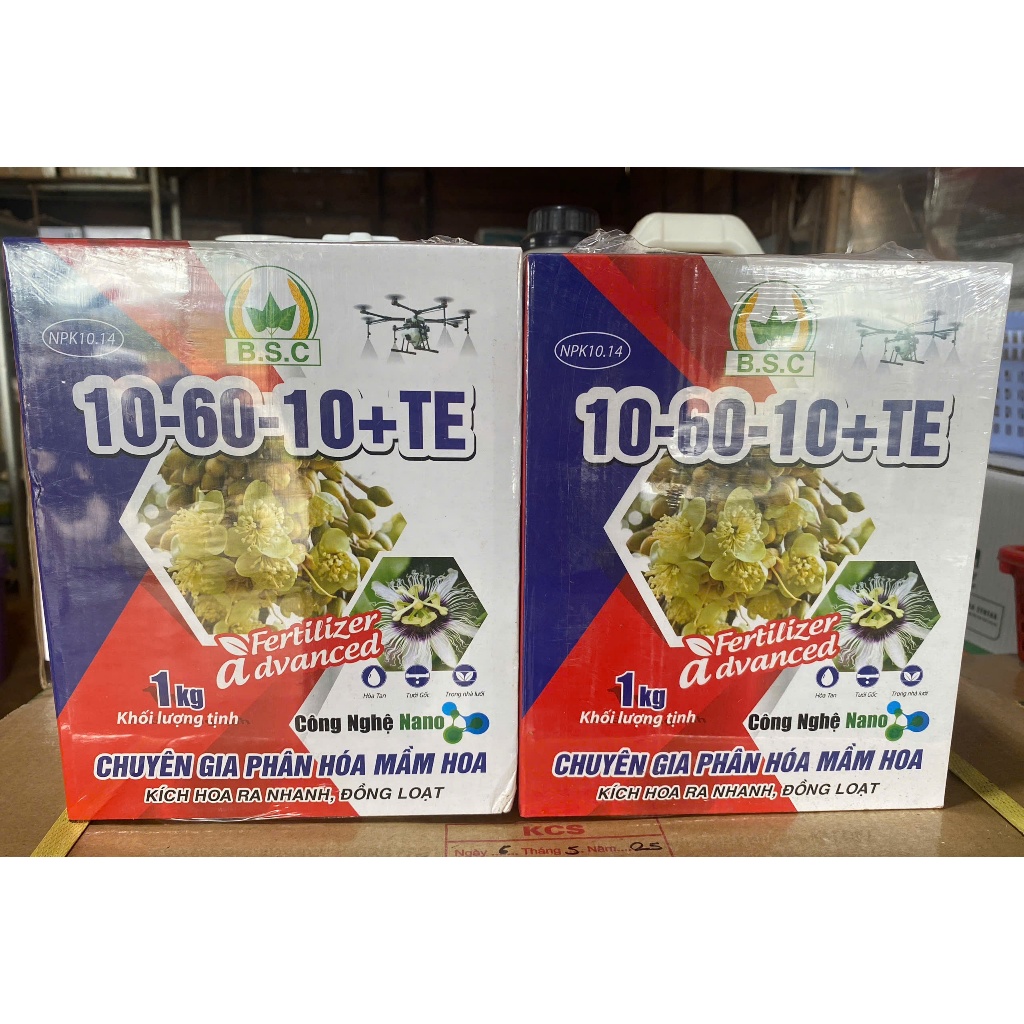 Phân Bón Lá NPK 10-60-10 + TE BSC – Kích Thích Phân Hóa Mầm Hoa – Ra Hoa Nhanh, Đồng Loạt – 1kg