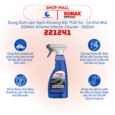 [HỎA TỐC] Dung dịch làm sạch nội thất xe có khử mùi Sonax Extreme 221241 - Dung tích 500ml