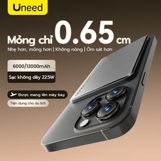 【Bảo hành hai năm】UNEED Cục Sạc Dự Phòng Mini 12000/6000mAh Sạc Không Dây 20W,‍sạc nhanh PD22.5W Siêu Mỏng 0.65cm