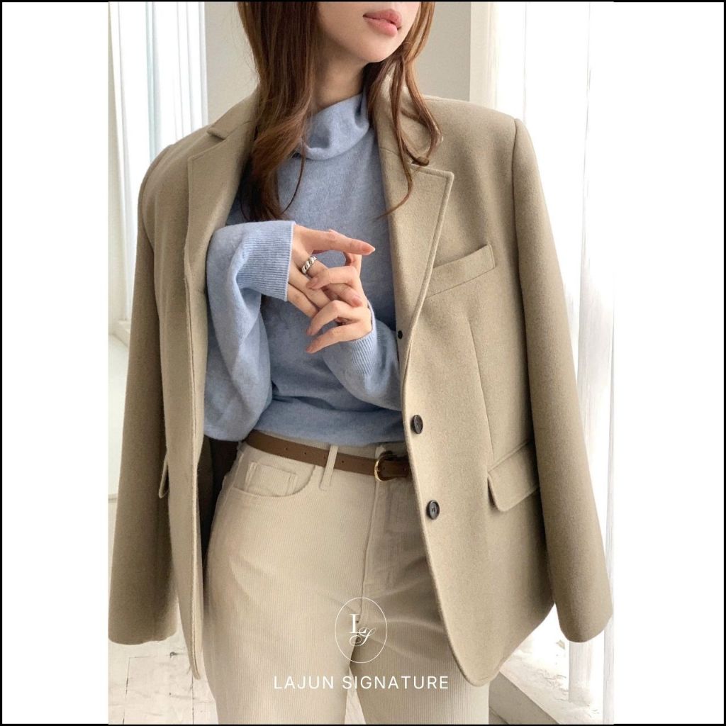 [LAJUN SIGNATURE] Áo Blazer Dạ Honor Form Suông Rộng Chất Liệu Dày Dặn Đứng Dáng Cao Cấp Hàn Quốc