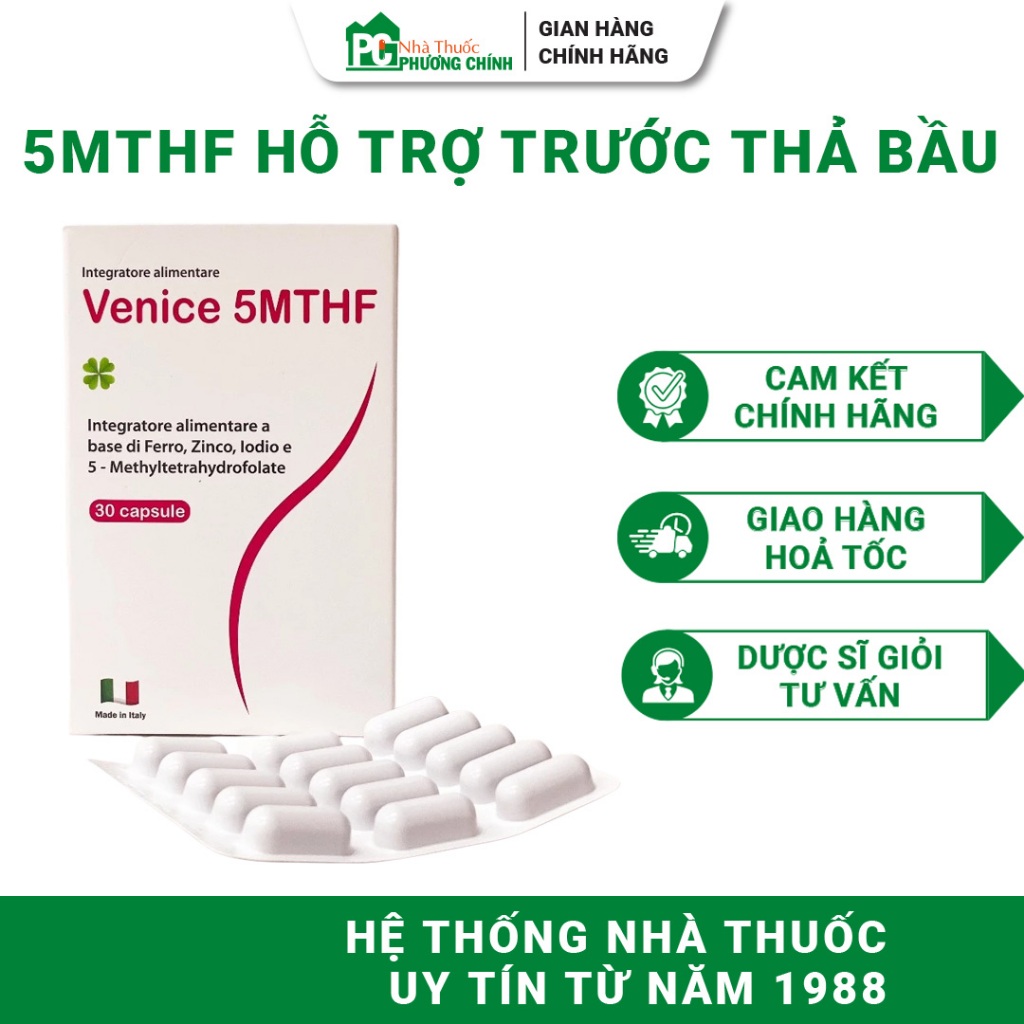 Venice 5MTHF - Bổ Sung Sắt, 5-MTHF Cho Cơ Thể, Hỗ Trợ Giảm Nguy Cơ Thiếu Máu 30 Viên/Hộp