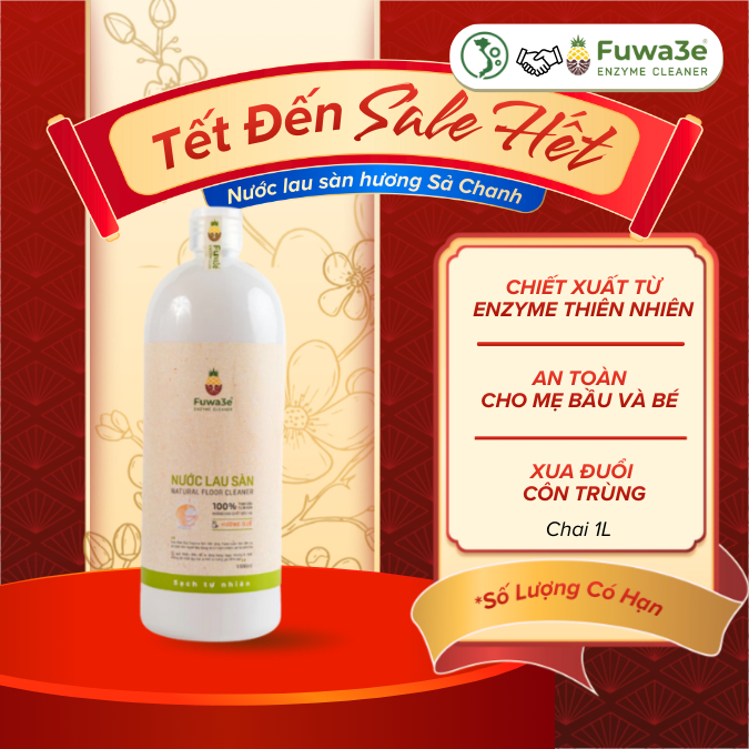 Nước Lau Nhà Sả Chanh Fuwa3e Hữu Cơ Lau Sàn Đuổi Muỗi Kiến Đậm Đặc 1L, an toàn mẹ và bé