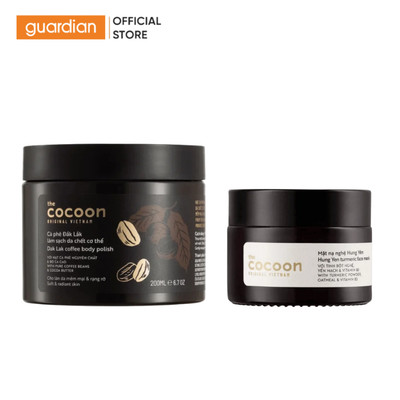 Combo Mặt Nạ Cocoon Chiết Xuất Nghệ Hưng Yên Da Rạng Rỡ Và Mịn Màng 30ml & Cà Phê Đắk Lắk Làm Sạch Da Chết Cocoon 200ml