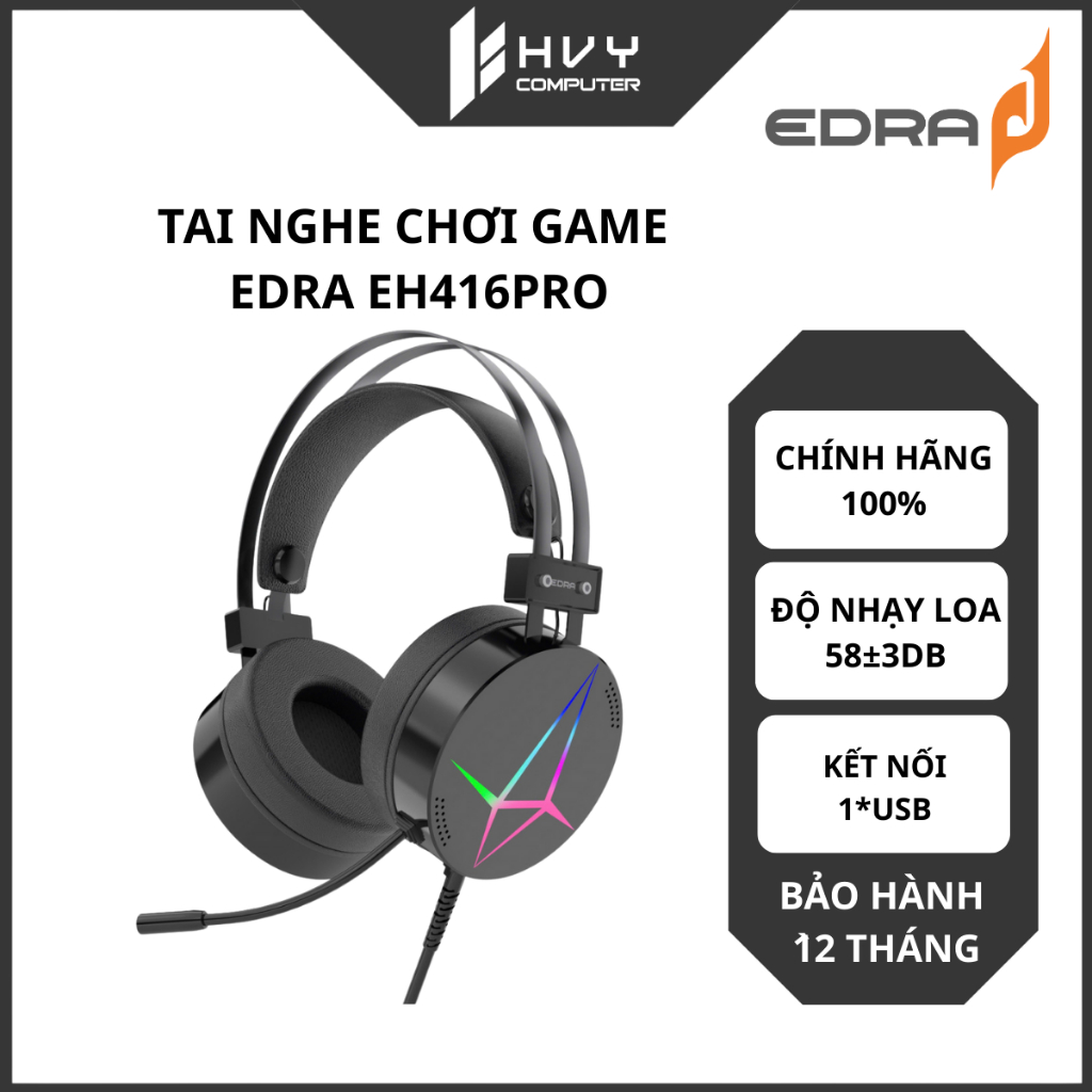 Tai nghe Gaming EDRA EH416 Pro LED RGB, Mic Chống Ồn - Hàng chính hãng