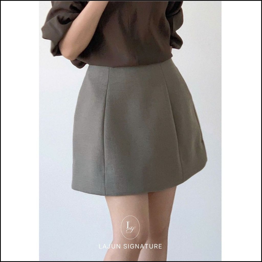 [LAJUN SIGNATURE] Chân Váy Dạ Mịn Mauve Lót Quần Form Xoè Bồng Nhẹ Chất Liệu Dày Dặn Đứng Dáng Cao C