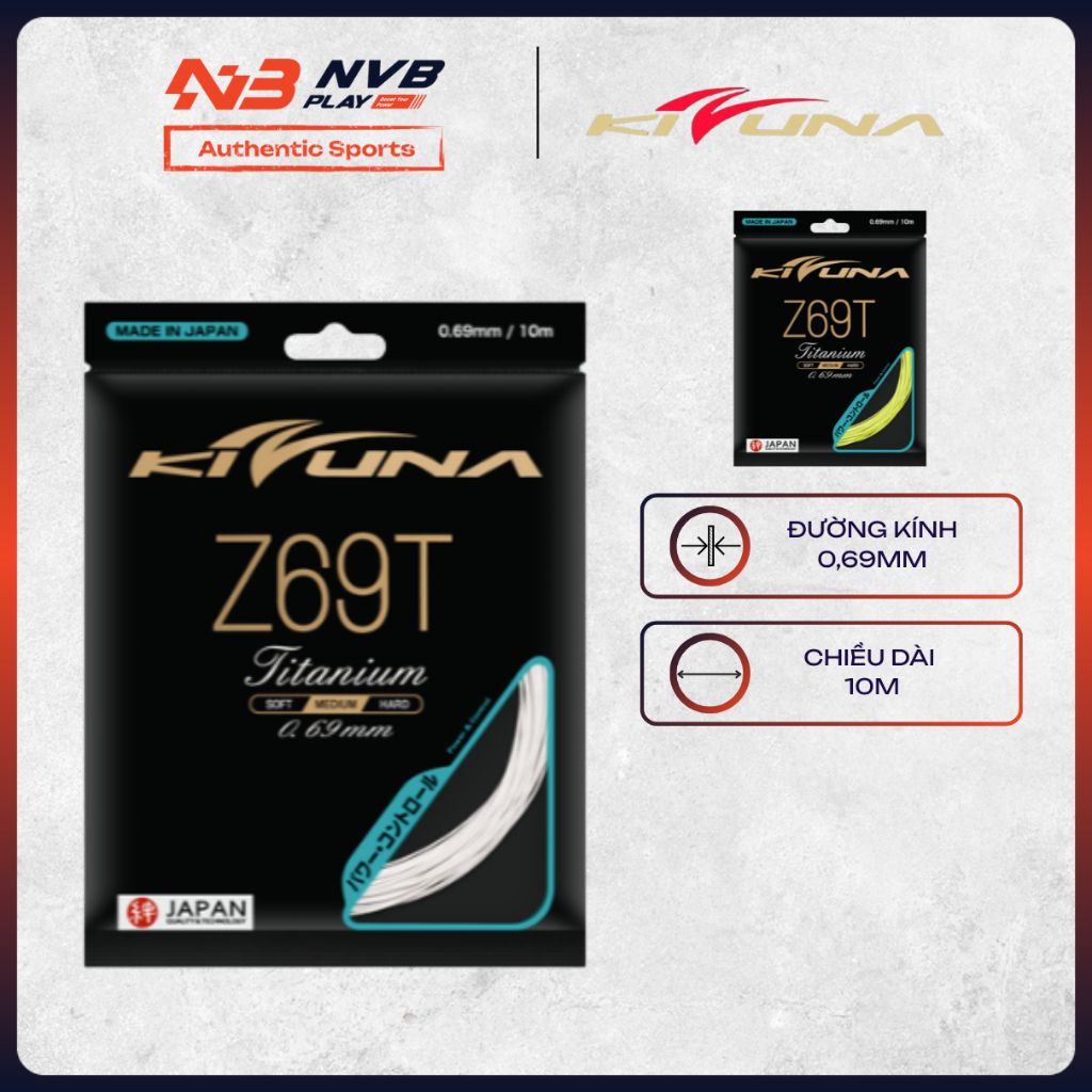 Cước Căng Vợt Kizuna Z69 Titanium - 0,69mm, Bền Bỉ, Chịu Lực Tốt - Hàng Chính Hãng