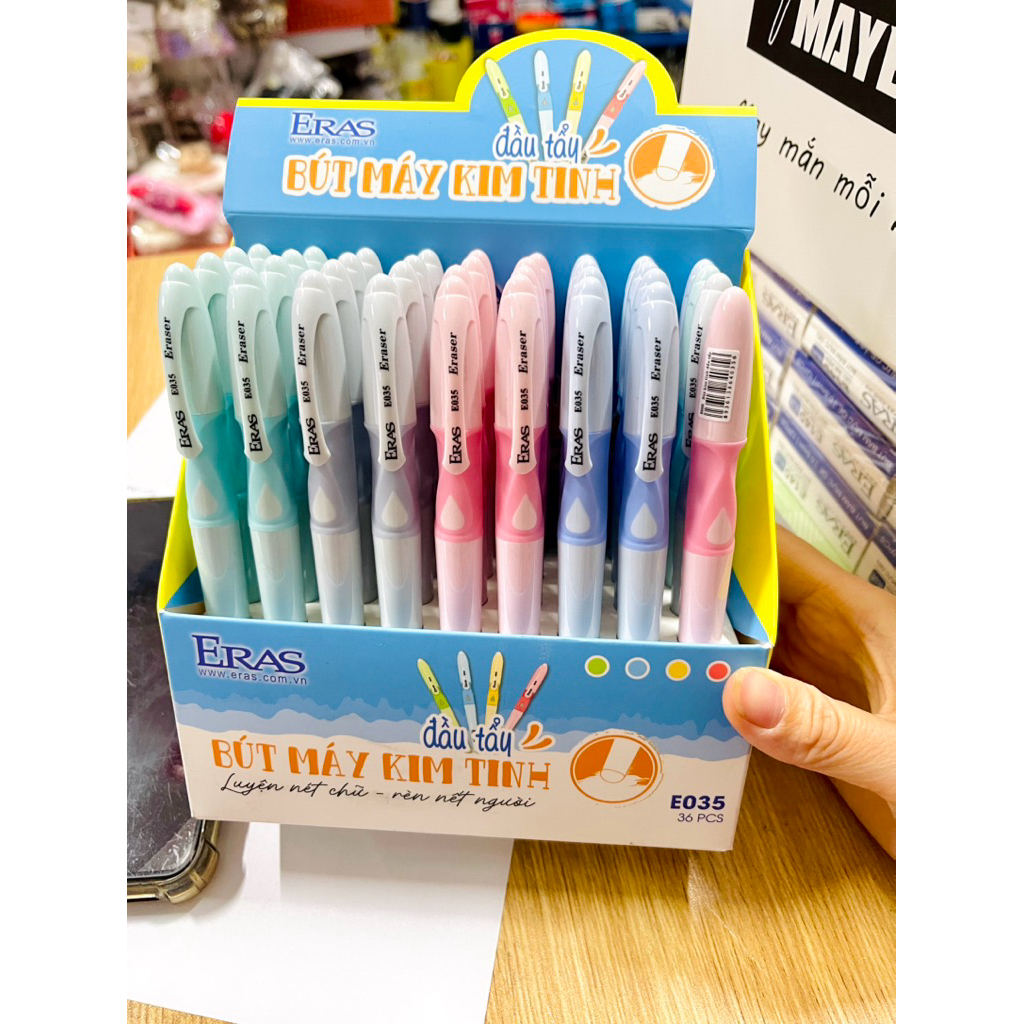 Bút Máy Kim Tinh Ngòi Trơn Có Đầu Tẩy Eras E035 có đệm tay