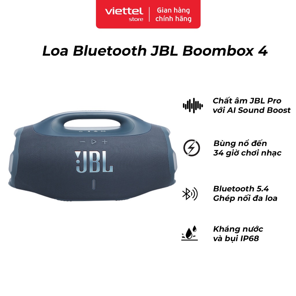 Loa Bluetooth JBL Boombox 4 Chính hãng | 34 Giờ Chơi Nhạc | Ghép Nối Đa Loa
