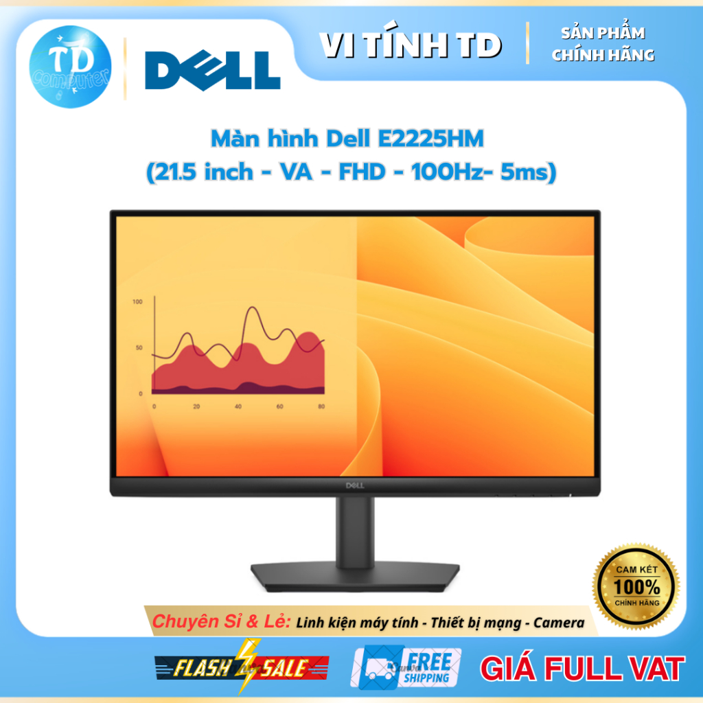 Màn hình máy tính Dell E2225HM (21.5 inch - VA - FHD - 100Hz- 5ms) - Hàng chính hãng