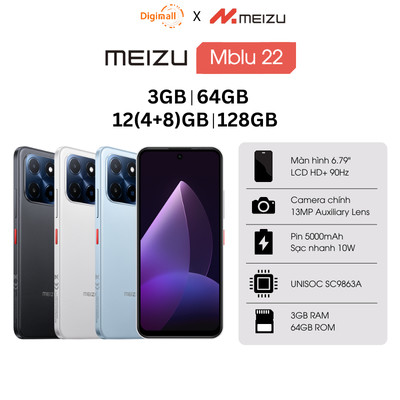 Điện Thoại Meizu Mblu 22 (4+8)12/128GB UNISOC SC9863A Màn Hình 6.79" 90Hz Pin 5000mAh Chính hãng
