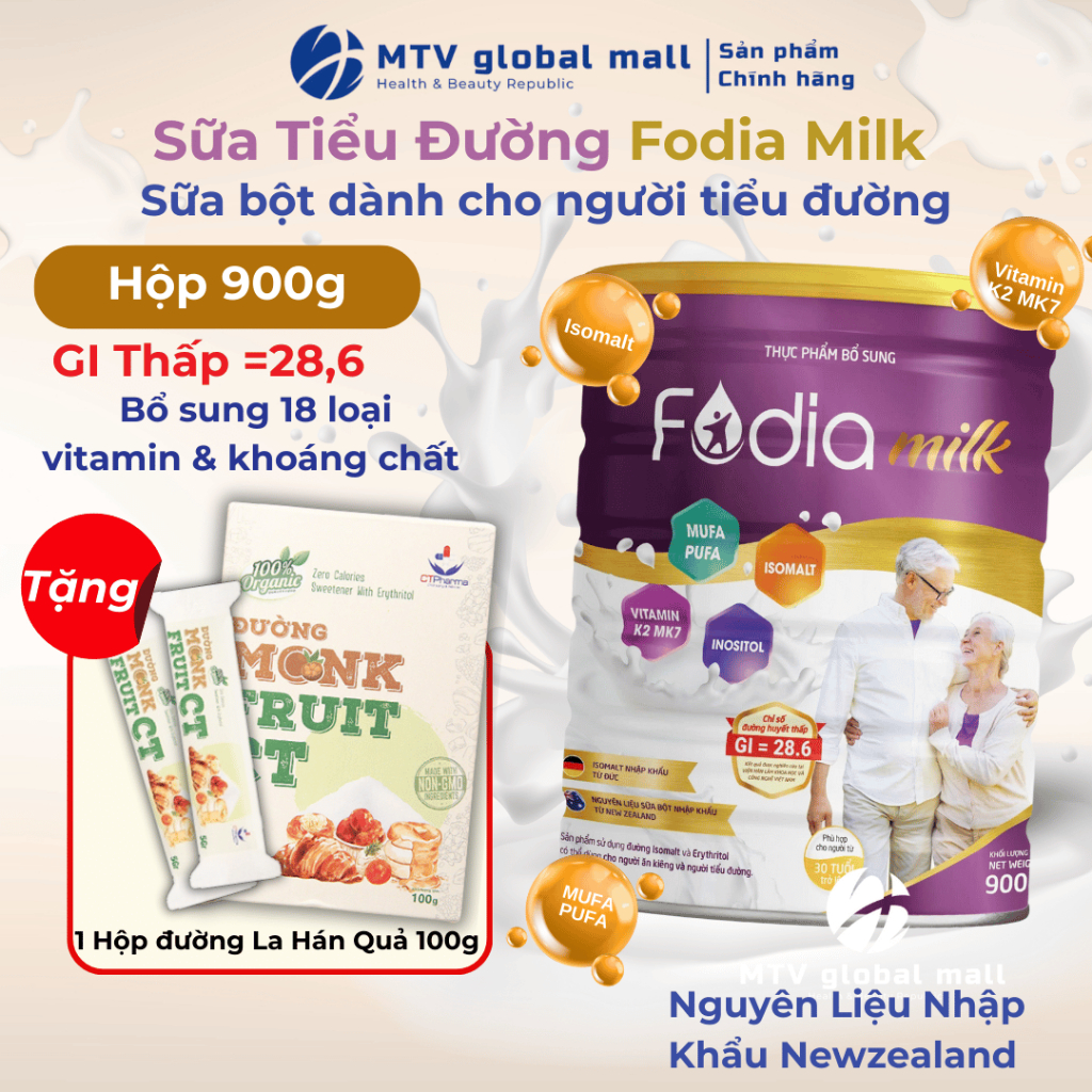 Sữa Tiểu Đường Fodia Milk Fobelife Lon 900g Ổn Định Đường Huyết Fodia Milk Fobelife Lon 900g
