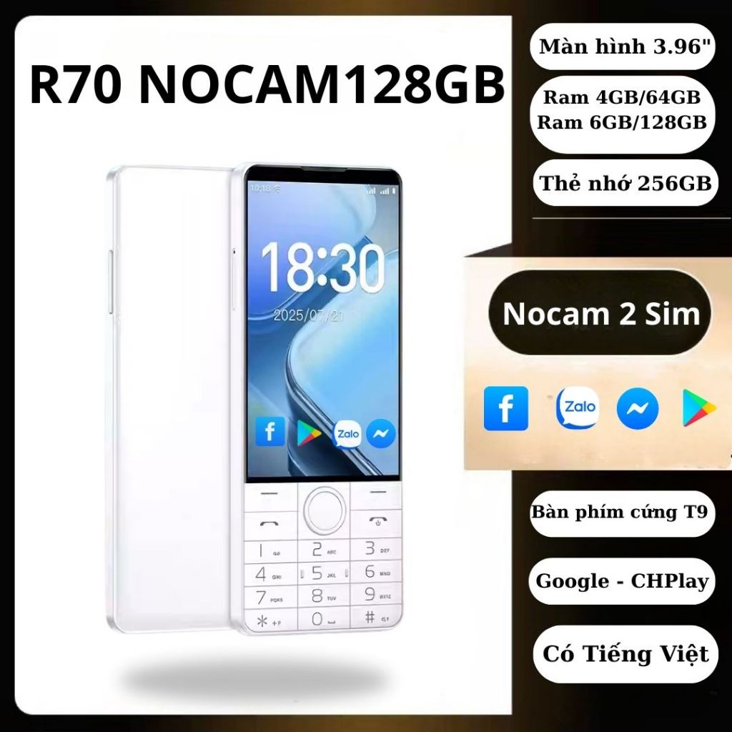 Điện thoại R70 Nocam 128gb -  Điện thoại thông minh có cảm ứng không camera, Có Google - CHPlay - Ti