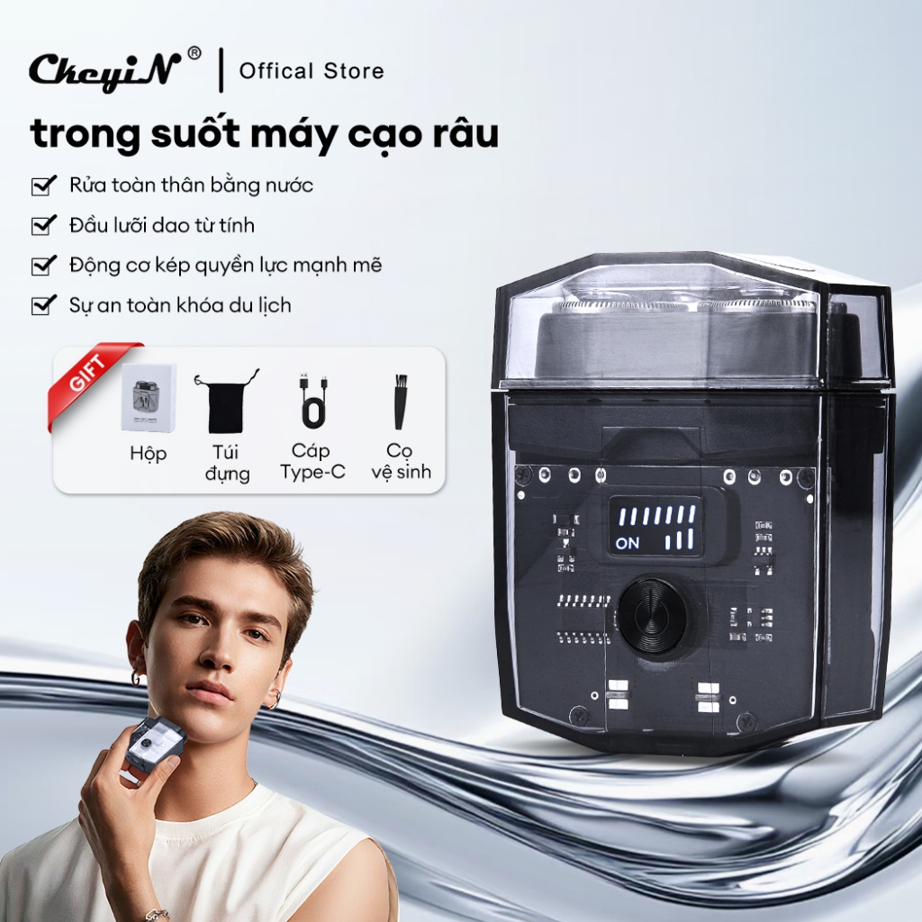 CkeyiN CkeyiN Phong cách Cyber ​​​​mecha máy cạo râu mini Nam giới Máy cạo râu điện chống nước hai đ