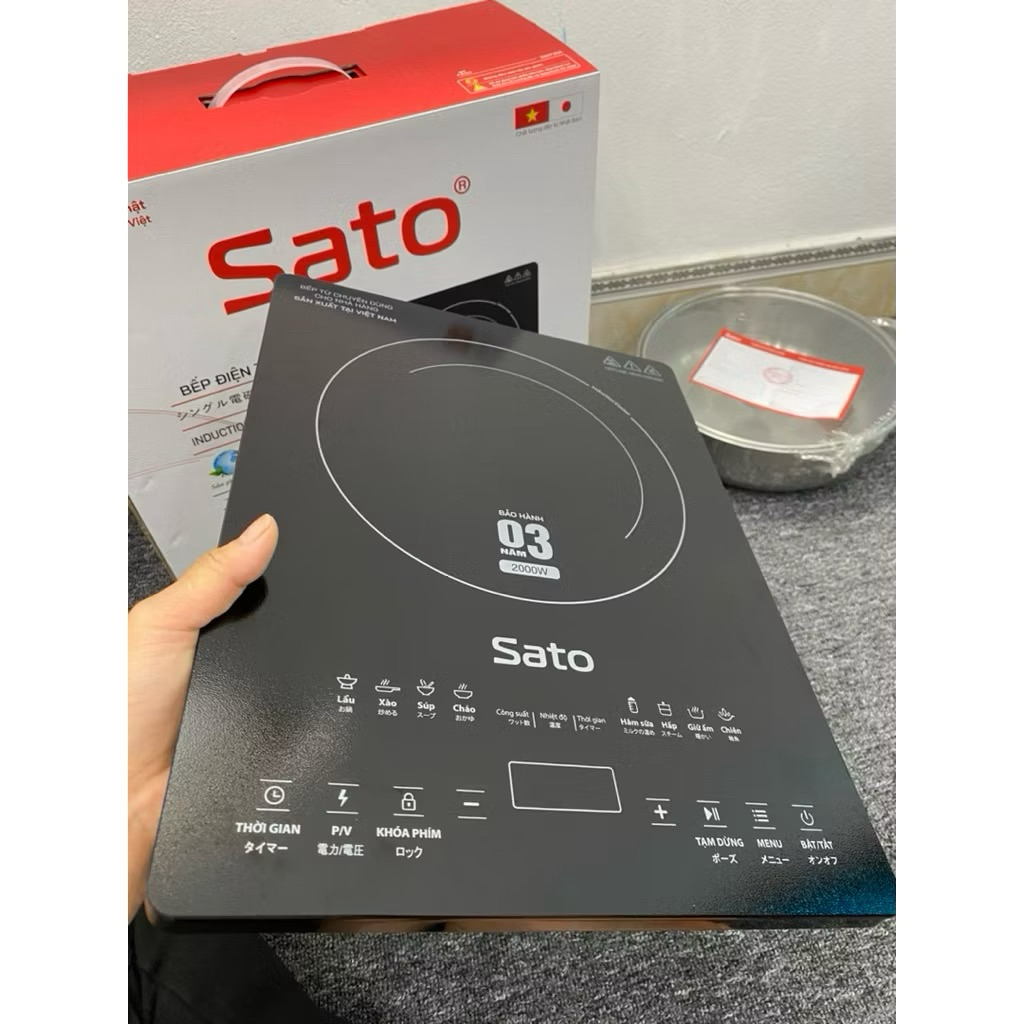 Bếp từ đơn Sato BT081.N mặt kính cường lực công suất 2000W