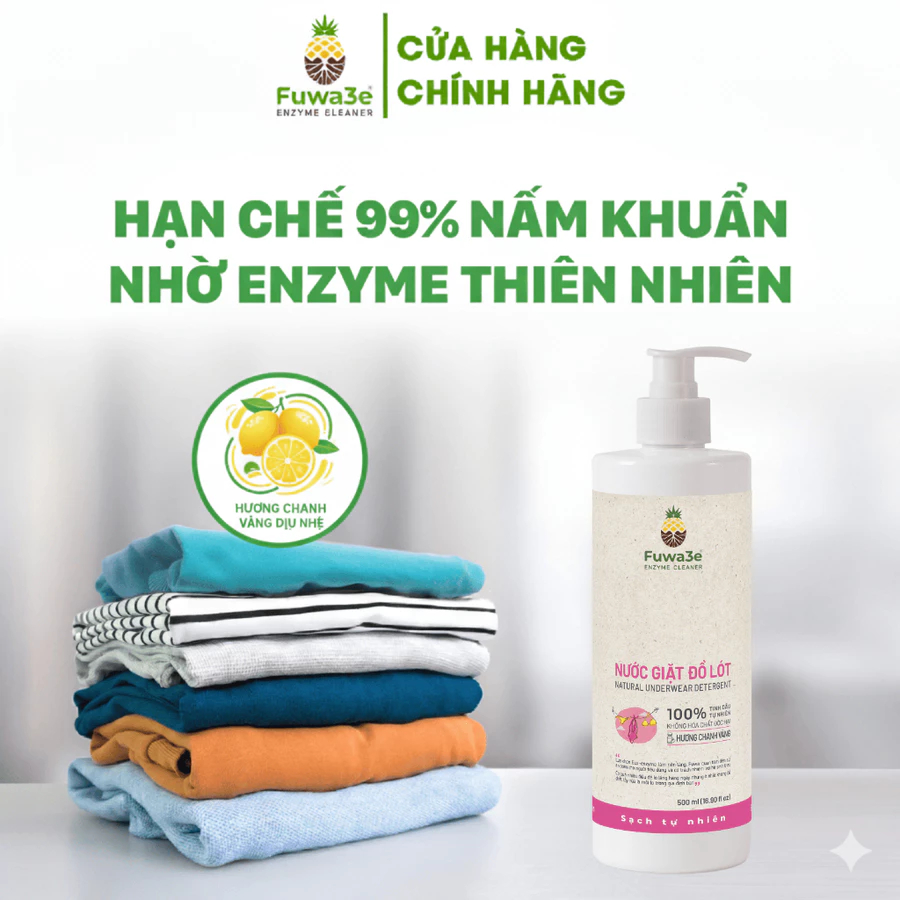 Nước Giặt Đồ Lót Chuyên Dụng Fuwa3e Khử Mùi Ngừa Nấm An Toàn Cho Da Nhạy Cảm Chai 500ml
