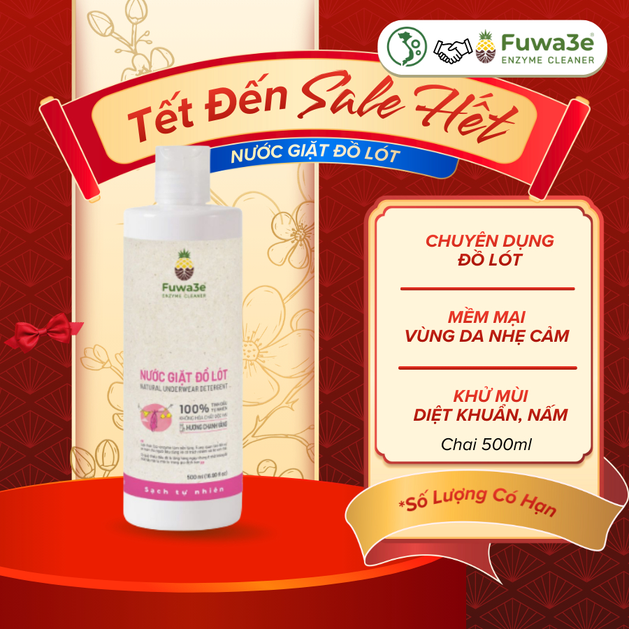 Nước Giặt Đồ Lót Chuyên Dụng Fuwa3e Khử Mùi Ngừa Nấm An Toàn Cho Da Nhạy Cảm Chai 500ml