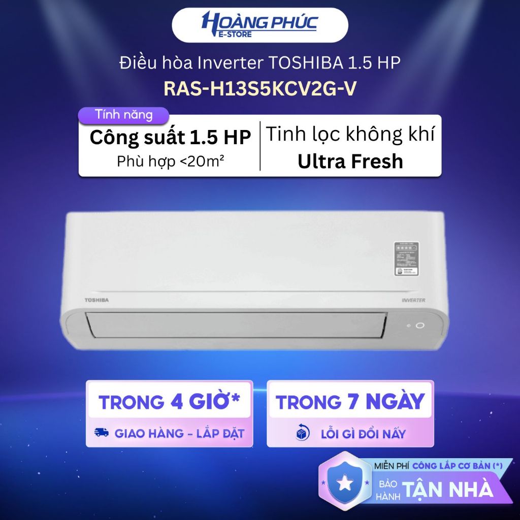 Máy lạnh Toshiba Inverter 1.5 HP RAS-H13S5KCV2G-V {Toàn Quốc}