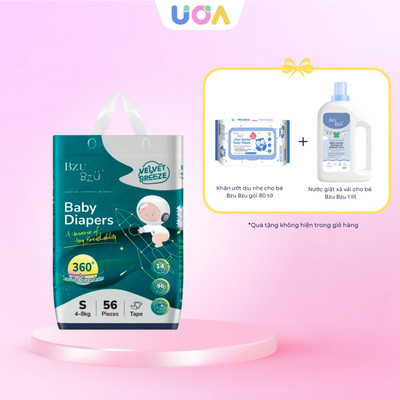 Combo Bỉm tã quần/ tã dán Bzu Bzu kèm Khăn ướt 80 tờ và Nước giặt xả 1 lít