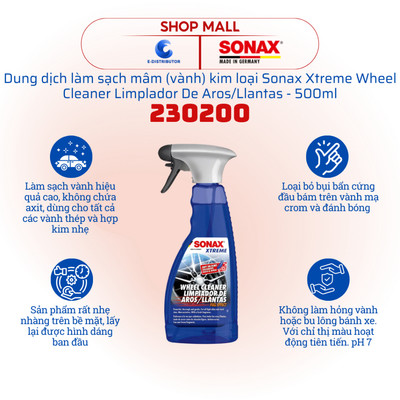 [HỎA TỐC] Dung dịch làm sạch mâm (vành) kim loại Sonax Xtreme 230200 - Dung tích 500ml