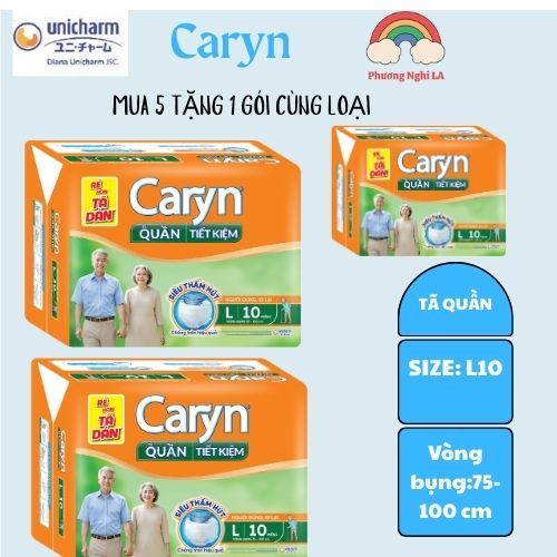 [MUA 5 TẶNG 1 GÓI] COMBO 5 gói Bỉm/Tả quần người già Caryn  Ngày và Đêm size M10/M18/L10/L18/XL10/XL18 miếng