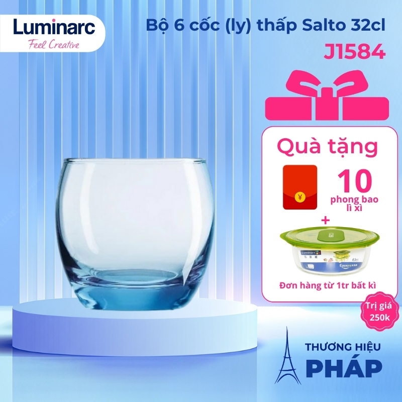 Bộ cốc (ly) thủy tinh Luminarc Salto 6 chi tiết 320ml - J1584 | Hàng chính hãng, thủy tinh chịu lực
