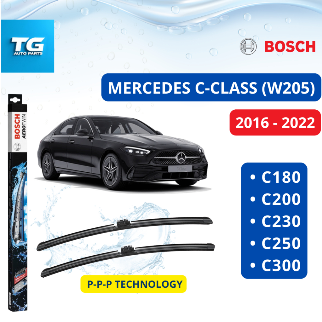 Bộ gạt mưa xe Mercedes C-Class (W205) BOSCH AEROTWIN set A843S cao cấp đời 2016 - 2022