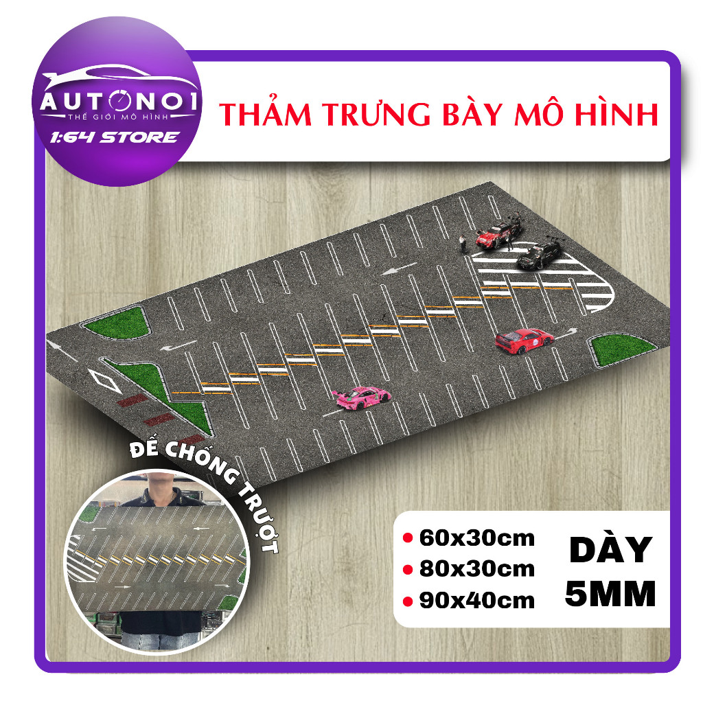 Phụ kiện thảm sa bàn chống trượt mô phỏng diorama bãi đỗ xe nhiều kích thước cho mô hình xe 1:64 Aut