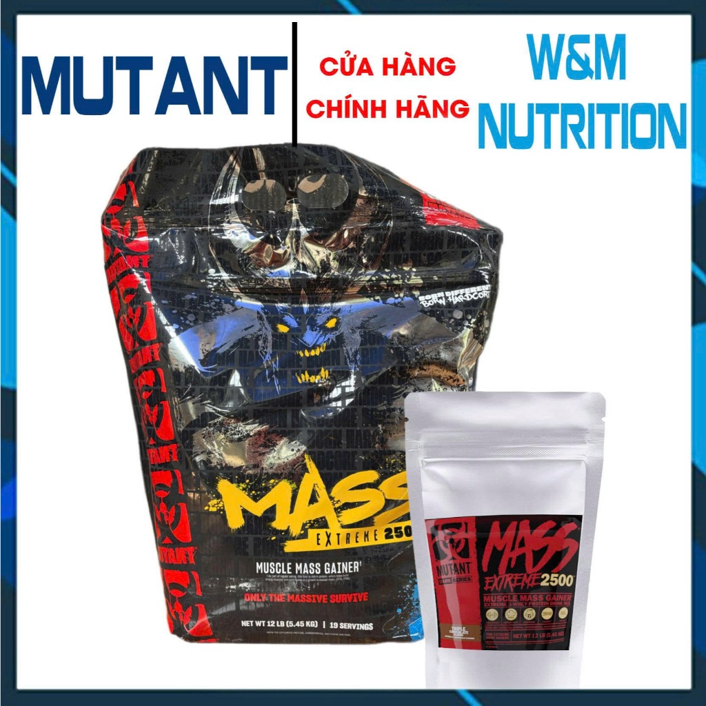 Sữa tăng cân Mass Mutant 1kg 56g Pro + 36g EAA BCAA Glutamin + 1100 Calories