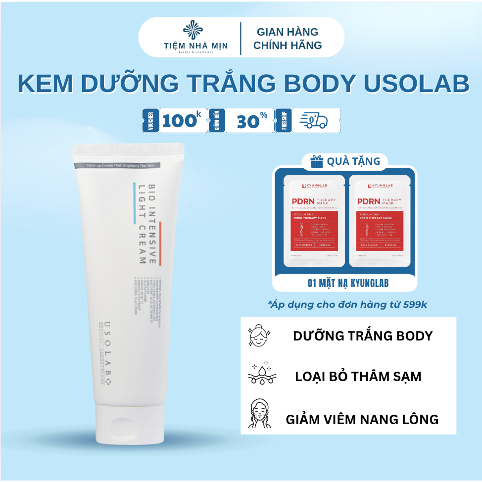 Kem Dưỡng Trắng Da Body Usolab Bio Intensive Light Cream Hỗ Trợ Làm Trắng, Đều Màu Da, Loại Bỏ Đốm Nâu 50ml