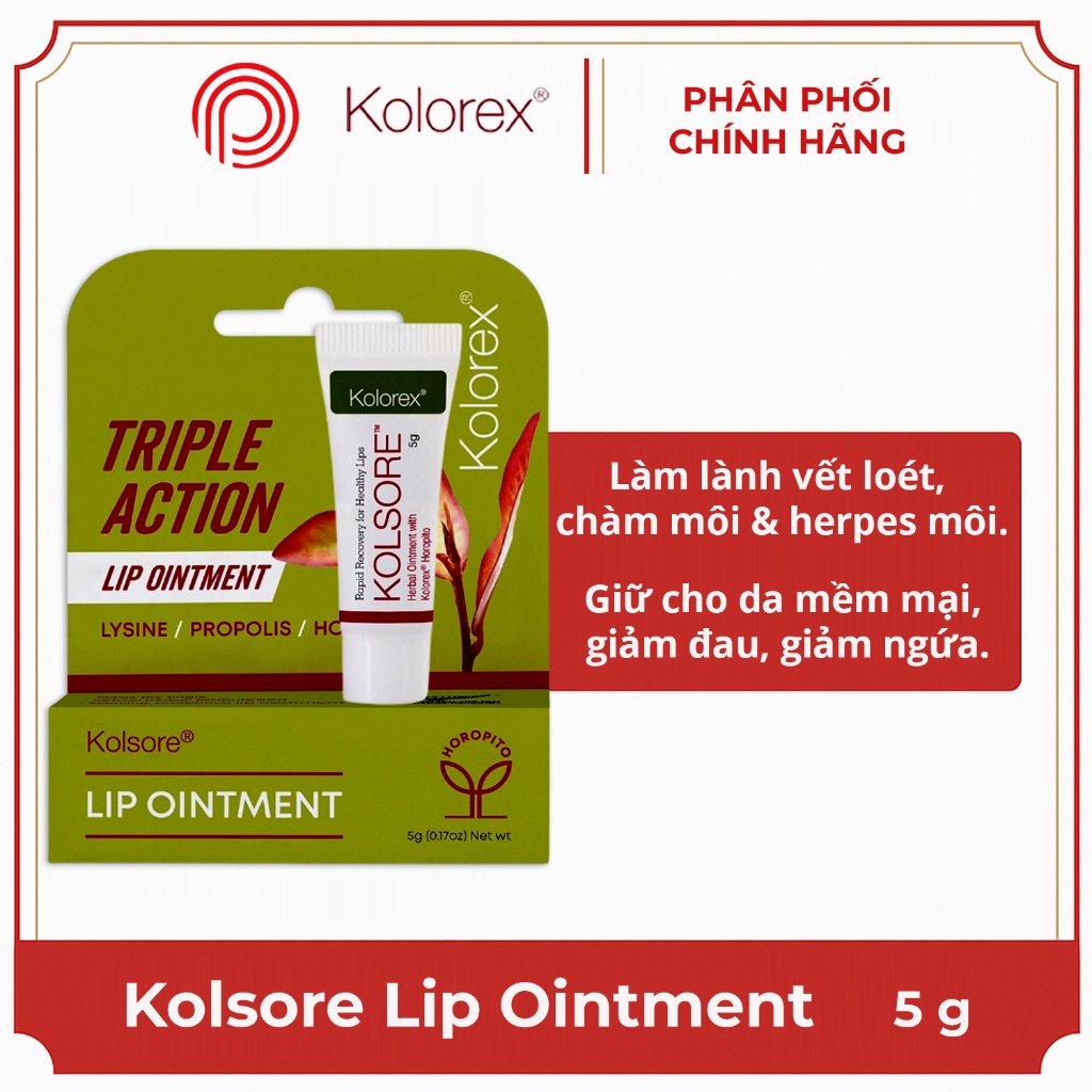 Kem bôi giảm chàm môi, loét môi, herpes môi Kolorex Kolsore Lip Care Ointment 5g - Chính hãng