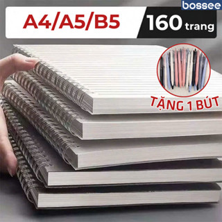 [Tặng Bút] Sổ Lò Xo 160 Trang Bìa Nhựa PP Chống Nước Chống Bụi Kích Cỡ A5 B5 A4 Định Lượng 80gsm