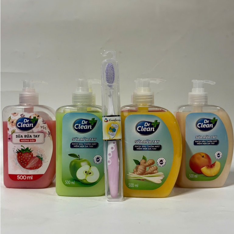 Nước rửa tay Dr.Clean 500ml - 1000ml Chính Hãng ( Bộ 2 Chai Tặng Bàn Chải )
