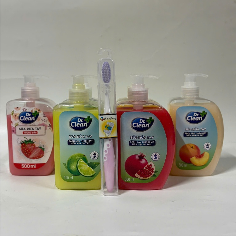 Nước rửa tay Dr.Clean 500ml - 1000ml Chính Hãng ( Bộ 2 Chai Tặng Bàn Chải )
