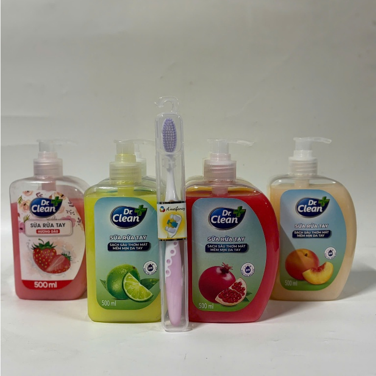 Nước rửa tay Dr.Clean 500ml - 1000ml Chính Hãng ( Bộ 2 Chai Tặng Bàn Chải )