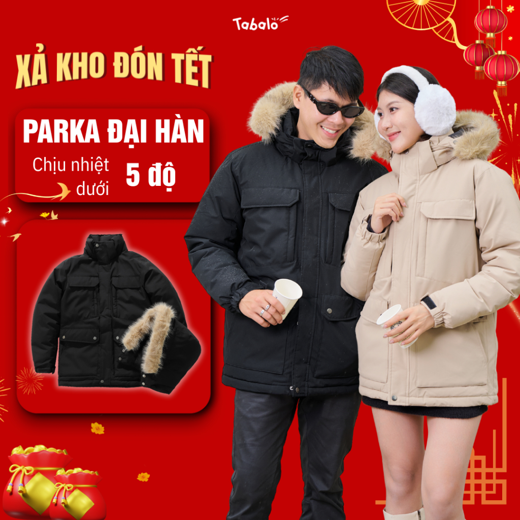 [Link mới] Áo Phao Nam Nữ Parka Tabalo Chống Nước, Áo Khoác Phao Đại Hàn Trần Bông Cực Dày, Áo Ấm Mù