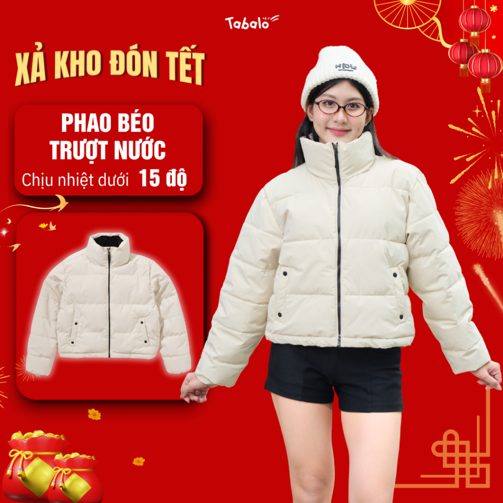 [NEW IN] Áo phao nữ Tabalo Retro Short, Áo phao dáng ngắn croptop kiểu dáng Hàn Quốc, Áo trần bông