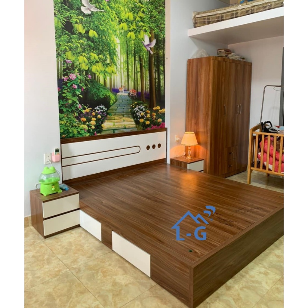 [GIAO HÀNG NHANH 2H] GIƯỜNG MDF CÓ HỘC KÉO-GIƯỜNG MDF LẮP RÁP