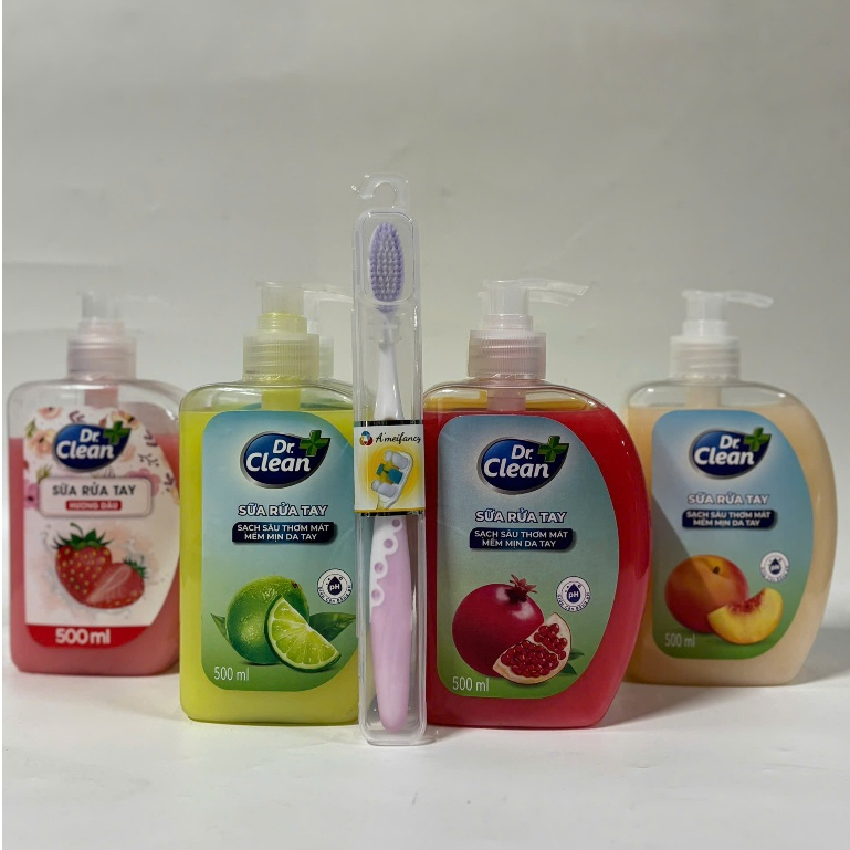 Nước rửa tay Dr.Clean 500ml - 1000ml Chính Hãng ( Bộ 2 Chai Tặng Bàn Chải )
