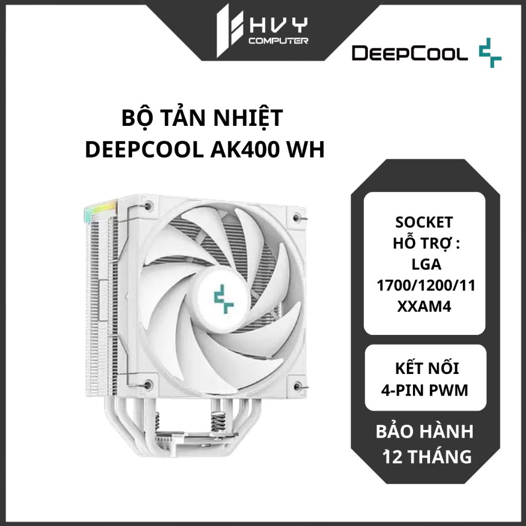 Tản nhiệt khí CPU Deepcool AK400 WH (Trắng) | Hỗ Trợ Intel Gen 12/13/14 & AMD - Hàng Chính Hãng