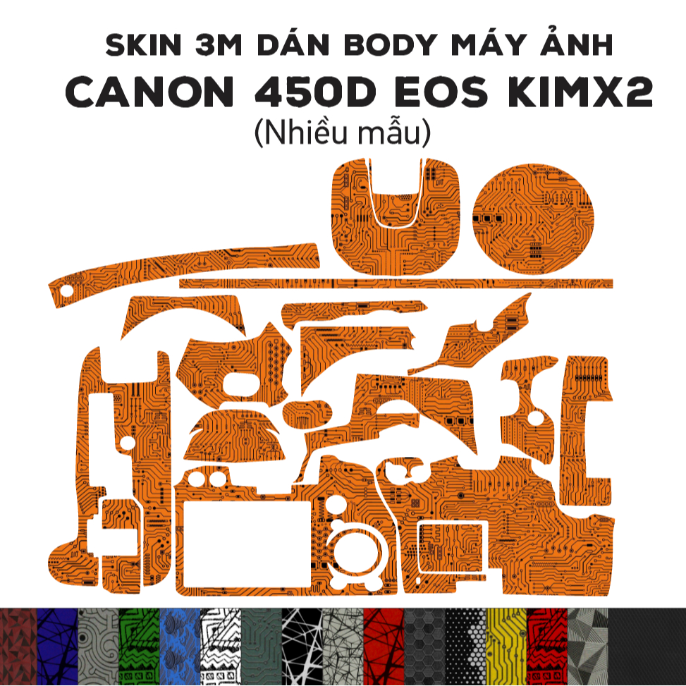 Skin 3M dán Canon 450D EOS KIMX2 (Nhiều mẫu) | Miếng film dán chống bám bẩn cho body Canon 450D EOS 