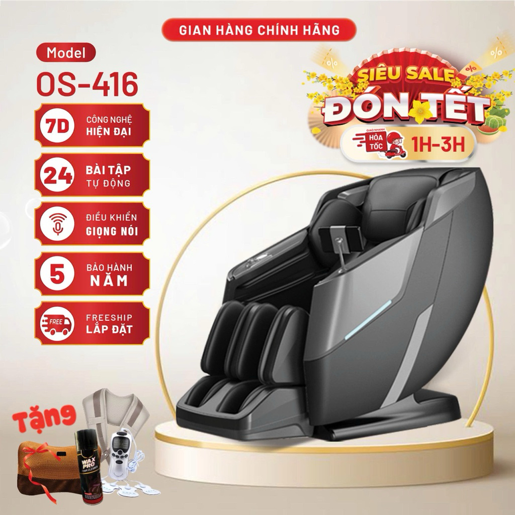 Ghế Massage toàn thân OS - 416 công nghệ massage 7D, con lăn di chuyển toàn thân