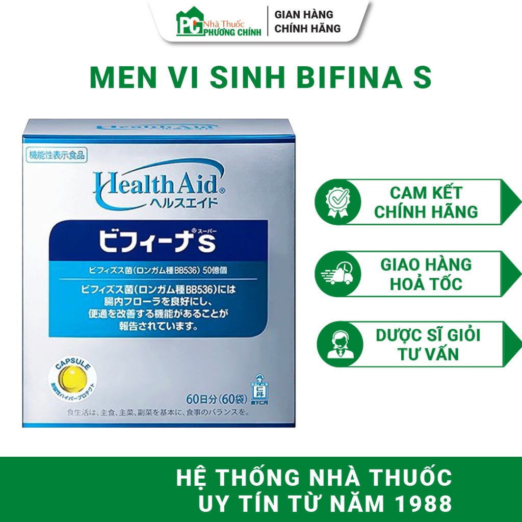 Men Vi Sinh Bifina S Nhật Bản - Giúp Cải Thiện Hệ Vi Sinh Vật Đường Ruột, Hỗ Trợ Tiêu Hóa 60 Gói