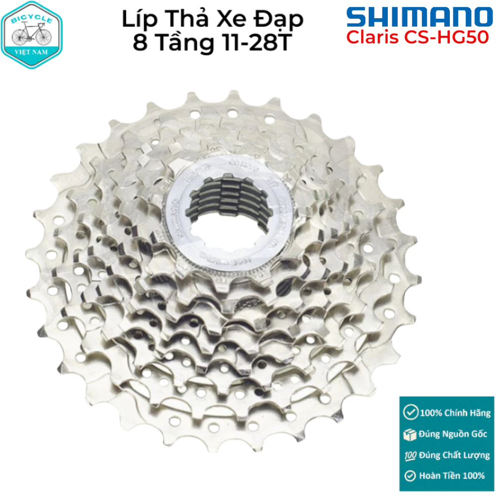 Líp Thả Xe Đạp 8 Tầng Shimano Claris CS HG50 11-28T – Chính Hãng, Chuyển Tốc Êm Ái, Bền Bỉ