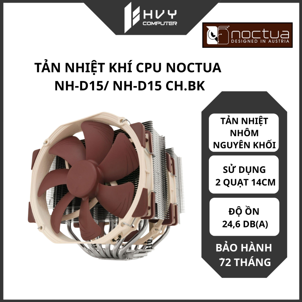 Tản nhiệt CPU Noctua NH-D15 CPU Cooler | Hiệu năng cao  - Hàng Chính Hãng