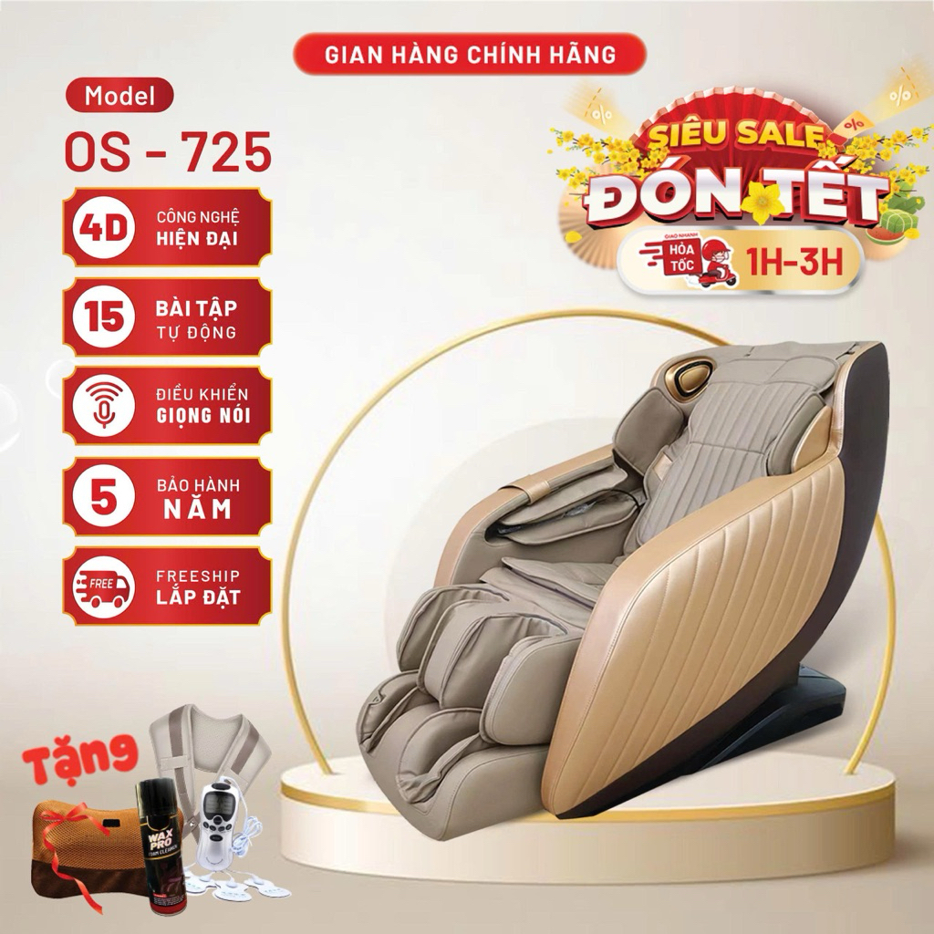 Ghế massage toàn thân 4D OS - 725 điều kiển giọng nói tiếng việt