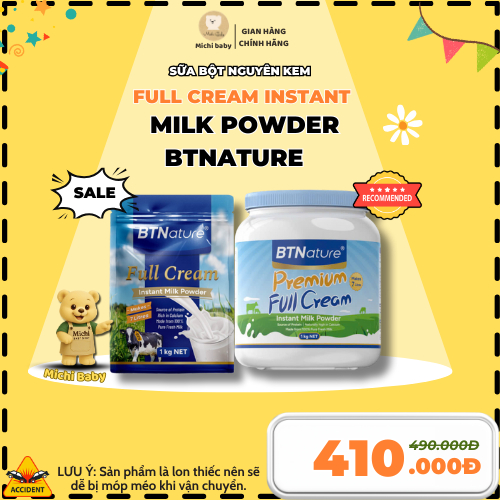 Sữa Bột Nguyên Kem Full Cream Instant Milk Powder BTNature 1kg Nội Địa Úc Bổ Sung Dinh Dưỡng - MC936