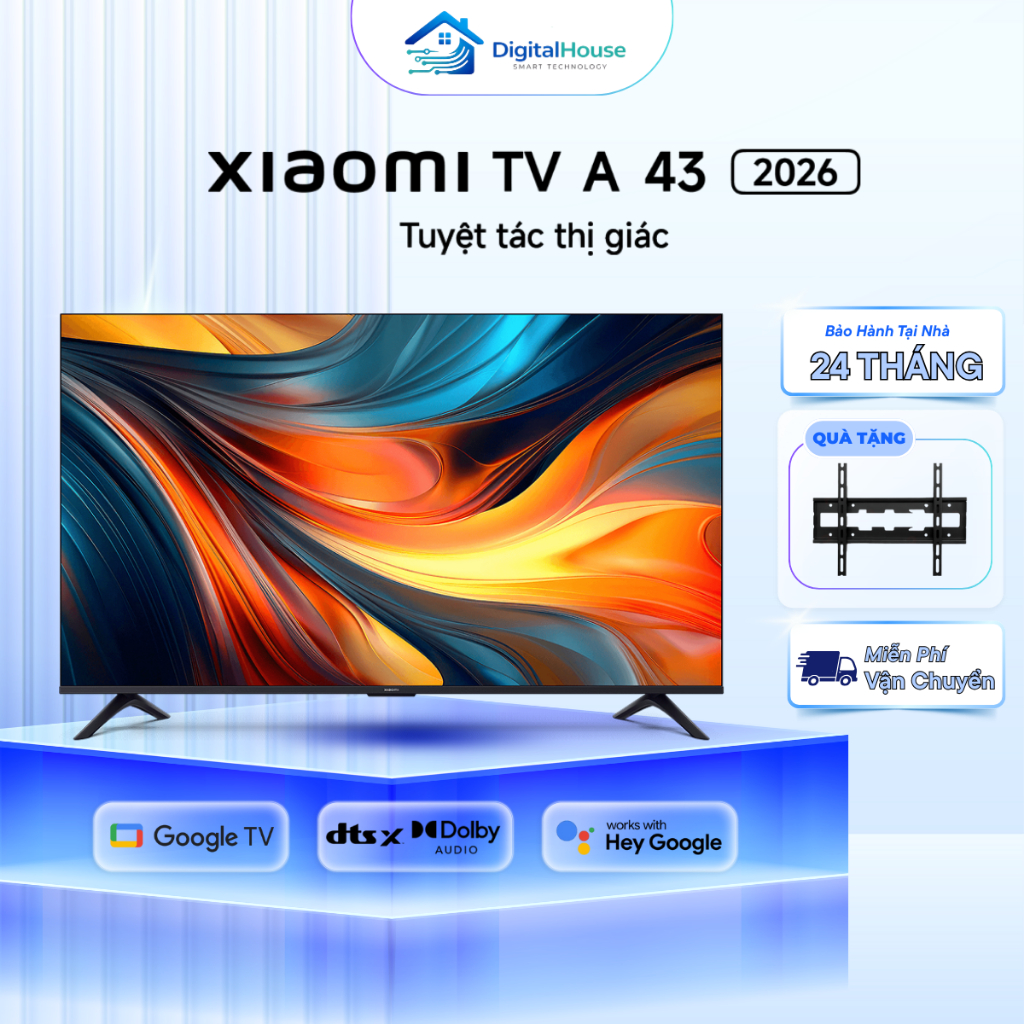 Smart Tivi Xiaomi A 43 Inch Google TV 4K 2026, Có Tiếng Việt - Bảo Hành 24 Tháng Chính Hãng